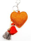 Fabucci Orange Heart With Tassels Bag Charm/Key Ring image