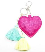 Fabucci Pink Heart with Tassels Bag Charm/Key Ring image