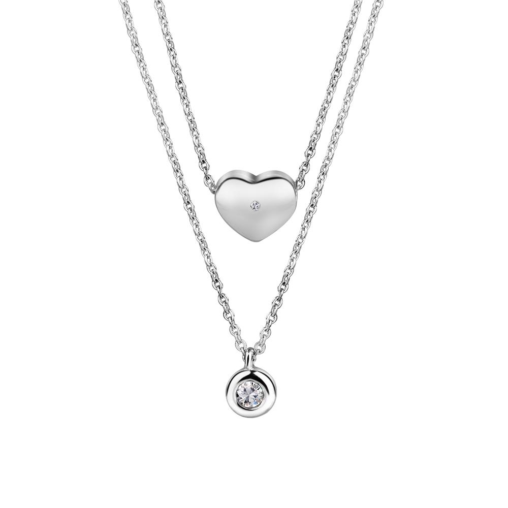 Newbridge Silver Plated Heart Pendant with Clear Stones in Galway