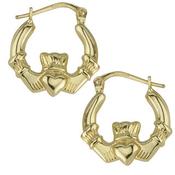 9K Gold Claddagh Hoop Earrings