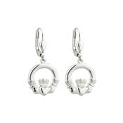 Sterling Silver Large Claddagh Drop Earrings