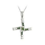 Sterling Silver Connemara Marble St Brigid's Cross