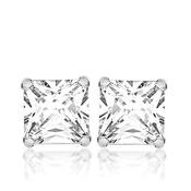 Silver Square CZ Earrings 7MM image