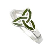 Silver Connemara Marble Trinity Knot Ring image