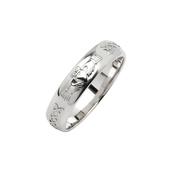 Ladies 14K White Gold Claddagh Wedding Ring