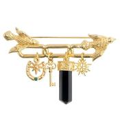 Newbridge Amy Gold Plated Brooch with Birds and Charms