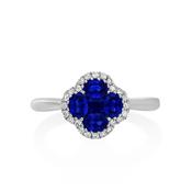 18K Sapphire &amp;amp; Diamond Cluster Ring image