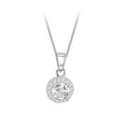 Sterling Silver CZ Halo Pendant 7.5MM