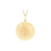 9K Yellow Gold St Christopher Round Satin Disc 20MM