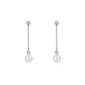 Diamonfire Shell Pearl Chain Drop Earrings with Zirconia image