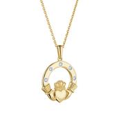 14K Gold 5 Diamond Claddagh Pendant image