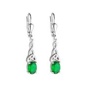 Sterling Silver Green Crystal Trinity Knot Earrings image