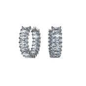 Swarovski Ruthenium Plated Grey Matrix Hoop Earrings image