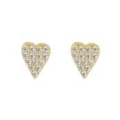 9K Gold Pave Cubic Zirconia Heart Studs image