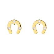 9K Gold Cubic Zirconia Horseshoe Studs image
