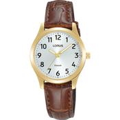 Lorus Quartz Ladies Gold Pated White Dial Strap Watch image