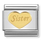 Composable Classic Link With Gold Sister Heart in 18k Gold