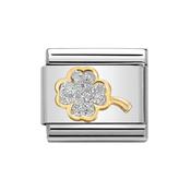 Composable Classic Link Glitter 4 Leaf Clover in 18k Gold