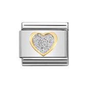 Composable Classic Link Glitter Heart in 18k Gold