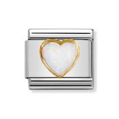 Composable Classic Link White Opal Heart in 18k Gold