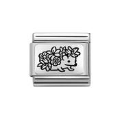Composable Classic Link Hedgehog with Flowers in Sterling Silver