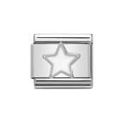 Composable Classic Link White Enamel Star in Sterling Silver