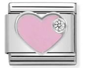 Composable Classic Link Pink Enamel Heart in Sterling Silver