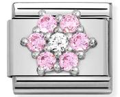 Composable Classic Link Pink Flower with Zirconia in Sterling Silver