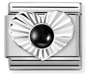 Composable Link Silver Heart Black Agate in Sterling Silver