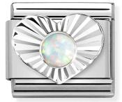 Composable Classic Link White Opal Heart in Sterling Silver