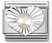 Composable Classic Link White Pearl Heart in Sterling Silver