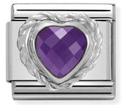 Composable Classic Link Heart Shaped Purple Stone in Sterling Silver