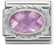 Composable Classic Link Oval Shaped Pink Stone in Sterling Silver