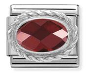 Composable Classic Link Oval Shaped Red Stone in Sterling Silver