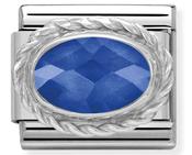 Composable Classic Link Oval Shaped Blue Stone in Sterling Silver