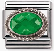 Composable Classic Link Oval Shaped Green Stone in Sterling Silver