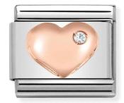 Composable Classic Link Heart with Stone in 9k Rose Gold
