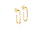 Yellow Gold Plated Rectangular Half Hoop Earrrings image