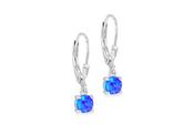 Sterling Silver Rp Synthetic Round Opal Drop Earrings image