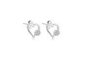 Sterling Silver Cubic Zirconia Cluster Open Heart Stud Earrings image