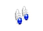 Sterling Silver Blue Oval Creole Earrings image
