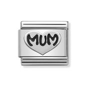 Composable Classic Link Mum Heart in Silver