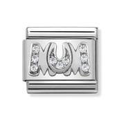 Composable Classic Link Mum with Stones in Silver