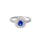 18K White Gold Double Halo Sapphire &amp;amp; Diamond Ring image