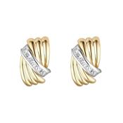 9K Gold Two Tone Cubic Zirconia Lined Twist Studs image