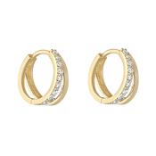9K Gold Double Row Huggies with Cubic Zirconias image