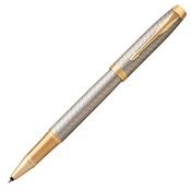 Parker IM Premium Warm Grey Gold Trim Rollerball Fine Point Black Pen image