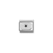 Composable Classic Link Rectangle with Black Stone in Sterling Silver