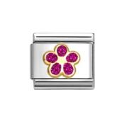 Composable Classic Link Flower Fucsia Glitter in 18k Gold image