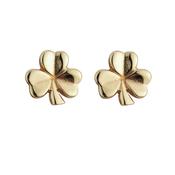 9K Gold Shamrock Stud Earrings 6MM